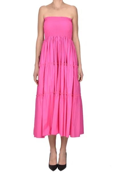 Twinset U&b Strapless Dress In Fuxia