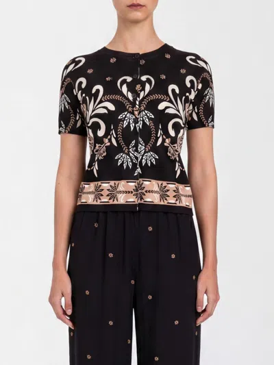 Twinset U&b Printed Cotton Blend Knit In Black