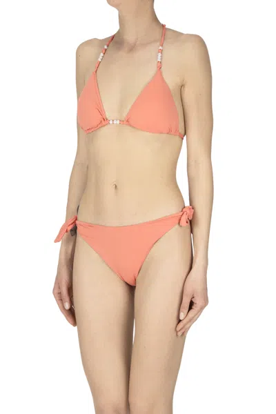 Twinset U&b Triangle Bikini With Pearls In Pink