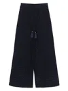 Twinset U&b Wide-leg Trousers With Elasticated Drawstring And Logo Plaque