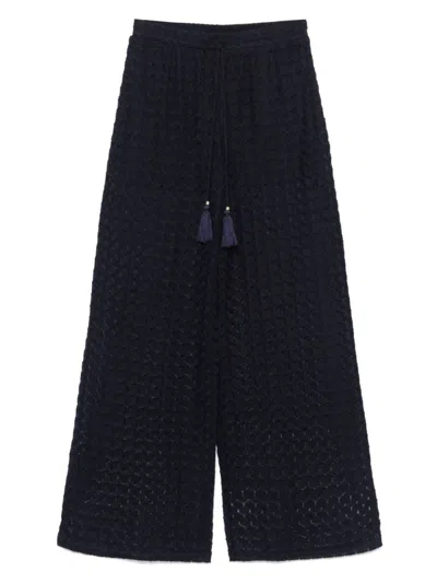 Twinset U&b Wide-leg Trousers With Elasticated Drawstring And Logo Plaque