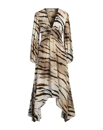 Twinset U & B Woman Maxi Dress Sand Size M Viscose, Cotton In Beige