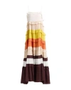 Twinset Colour-block Ruffled Maxi Dress In White
