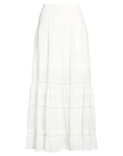 Twinset U & B Woman Maxi Skirt Ivory Size L Cotton, Polyamide In White