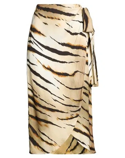 Twinset U & B Woman Midi Skirt Beige Size S Viscose In Animal Print