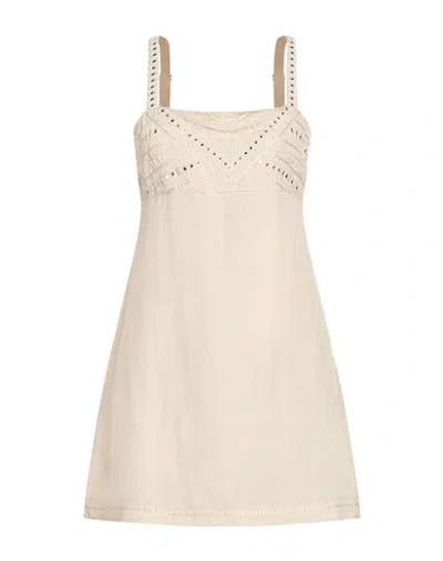 Twinset U & B Woman Mini Dress Light Grey Size M Viscose, Linen, Polyester In Neutral