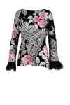 Twinset Underlayer Sweater With Feathers - Black/pink In Black