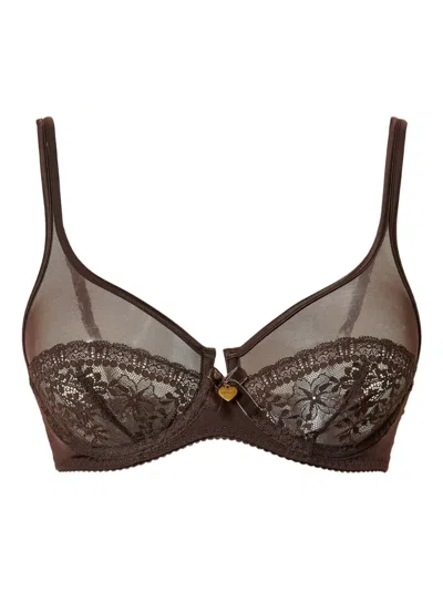Twinset Underwire Lace Bra In Brown