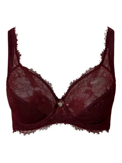 Twinset Underwire Lace Bra In Burgundy
