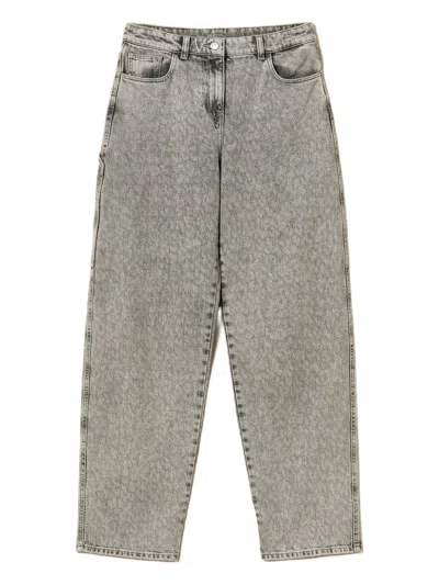 Twinset Utility-pocket Logo-patch Jeans In Gray