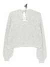 Twinset Twin-set Cropped V-neck Sweater With Balloon Sleeves And Textured Knit In Gray