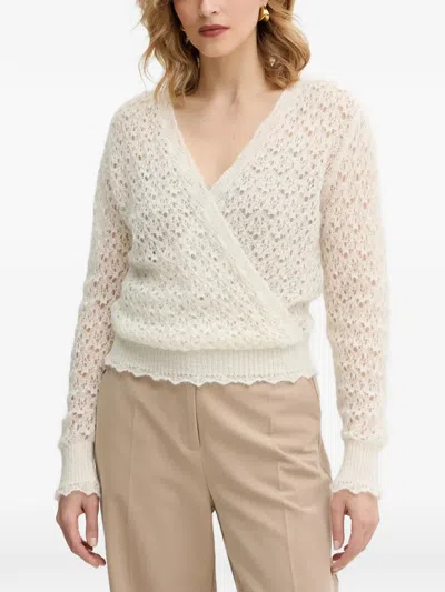 Twinset V-neck Button Top In White