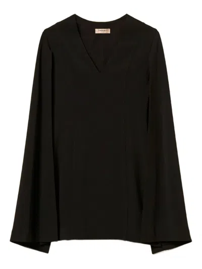 Twinset V-neck Cape Dress In Black