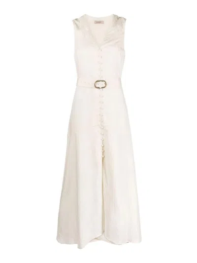Twinset V-neck Buttoned Maxi Dress In White
