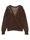 Twinset V-neck Knitted Sweater In Brown