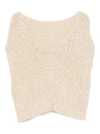 Twinset V-neck Knitted Top In Gold
