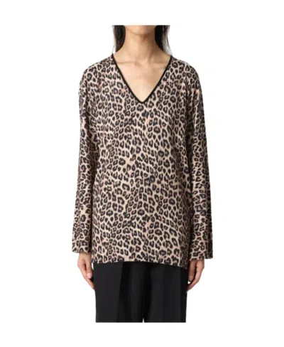 Twinset V-neck Long-sleeve Top In Brown