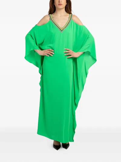 Twinset V-neck Maxi Dress In Green