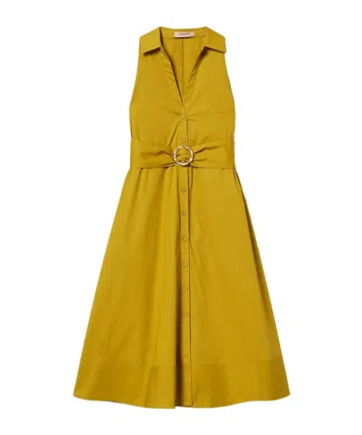 Twinset V-neck Midi Dress In Brown