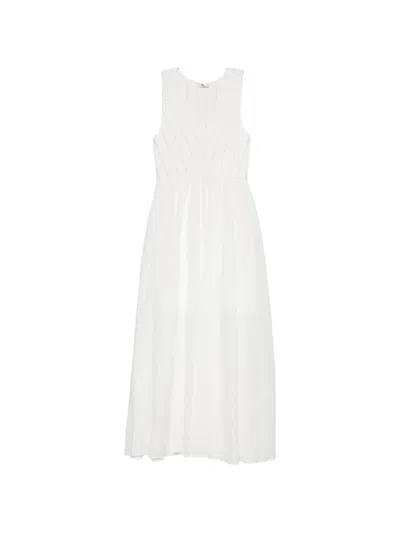 Twinset V-neck Midi Dress In White