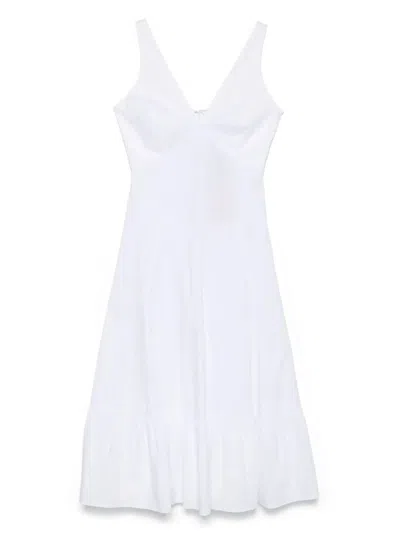 TWINSET V-NECK MIDI DRESS WITH FLOWING SILHOUETTE
