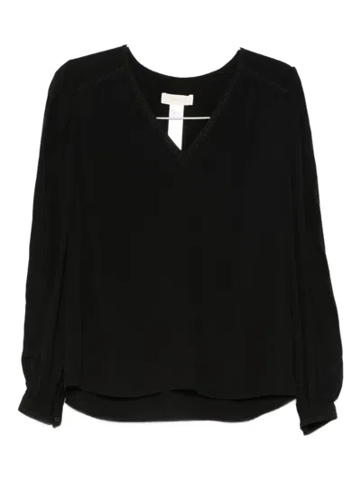 Twinset V-neck Puff-sleeve Top In Black