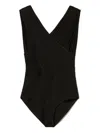 Twinset V-neck Ribbed Bodysuit In Black