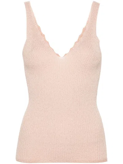 Twinset Ribbed Knit Top In Pink & Purple