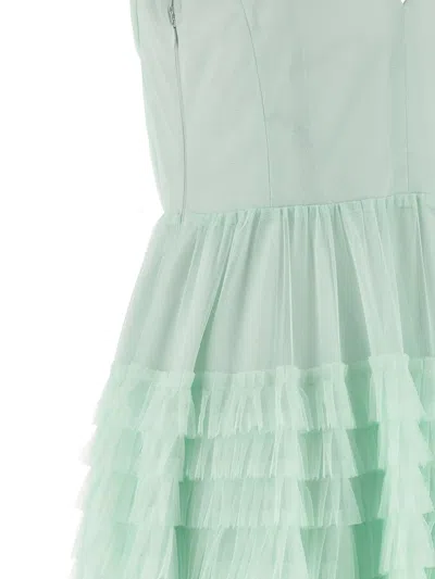 Twinset V-neck Ruffled Tulle Maxi Dress In Green