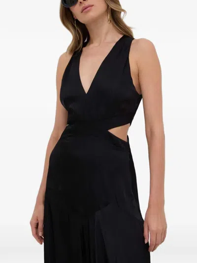 Twinset V-neck Sleeveless Maxi Dress In Black