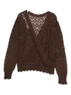Twinset Open-knit Brown Mohair And Wool Blend Cardigan In Green