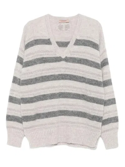 TWINSET V-NECK SWEATER WITH STRIPES TWINSET