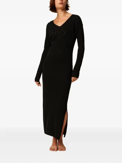 TWINSET V-NECK TEXTURED KNIT DRESS