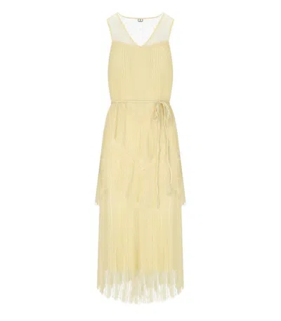 TWINSET TWINSET VANILLA LONG PLEATED DRESS