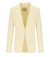 Twinset Vanille Crepe Single Breasted Blazer In Yellow