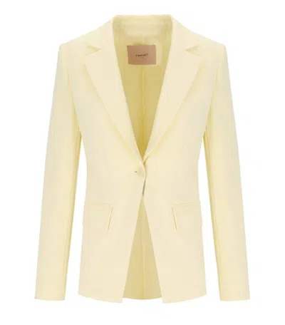Twinset Vanille Crepe Single Breasted Blazer In Yellow