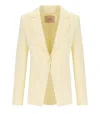 Twinset Vanille Crepe Single Breasted Blazer In Yellow
