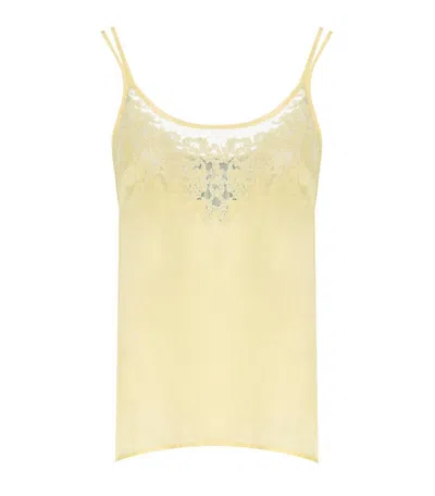 Twinset Vanille Satin Top In Yellow