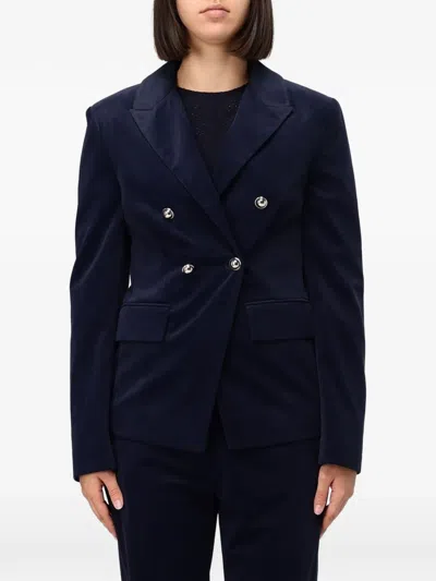 Twinset Velvet Blazer In Blue