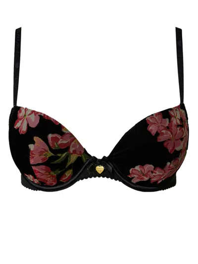 Twinset Velvet Push Up Bra In Black