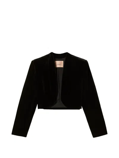 Twinset Velvet Spencer Jacket In Black