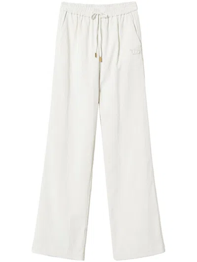 Twinset Velvet Track Pants In White