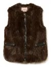 Twinset Faux-fur Buttoned Gilet In Brown