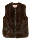 Twinset Faux-fur Buttoned Gilet In Brown