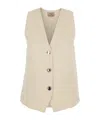 Twinset Beige Vest With V Neck And Front Button Closure In Fabric Woman In Brown