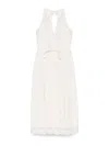 Twinset Twin-set Sleeveless Midi Dress With Intricate Lace In White