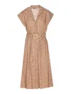 Twinset Leopard-print Midi Shirt Dress In Brown