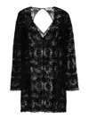 Twinset Sequin-embellished Fine-ribbed Midi Dress In Black