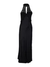 Twinset Robe Longue En Satin Avec Bustier Au Crochet In Black