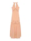 Twinset Long Cotton Dress With Embroidery In Pink